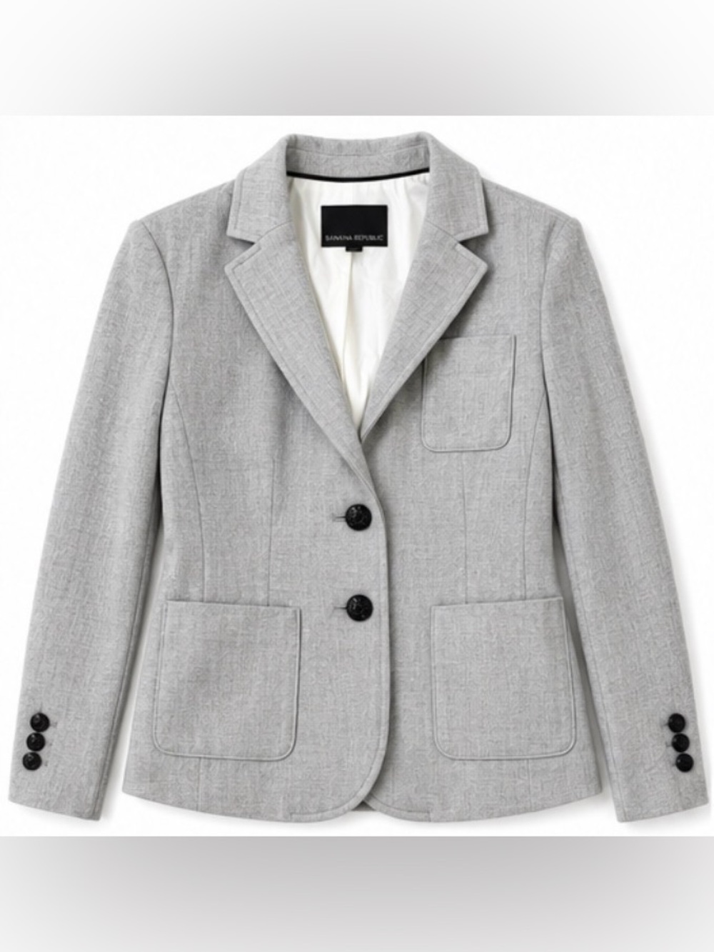 BANANA REPUBLIC PETITE 10 LIGHT GRAY TAILORED BLAZER